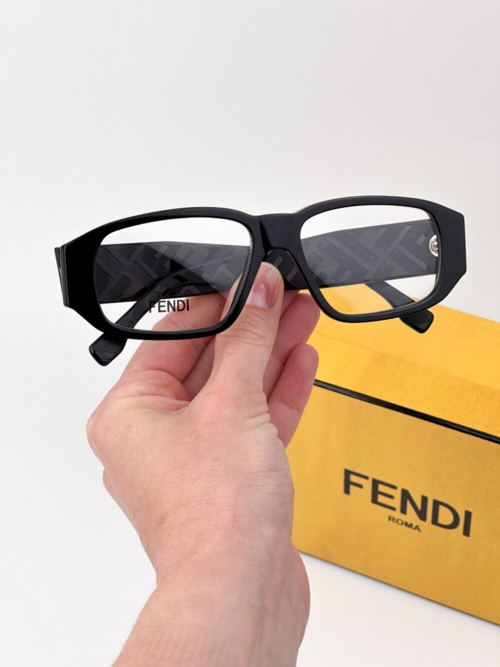 Fendi FE50115I 001 Rectangular Eyeglasses – Shiny Black